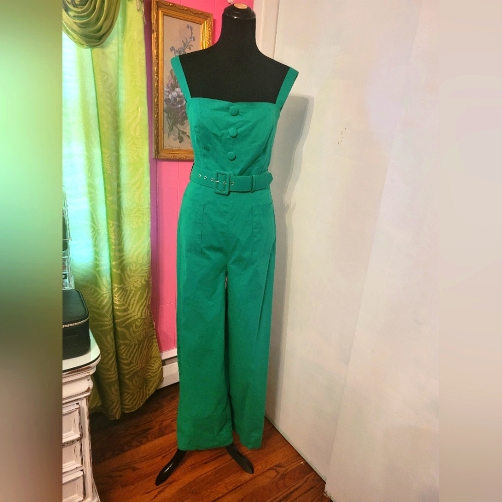Collectif green belted jumpsuit